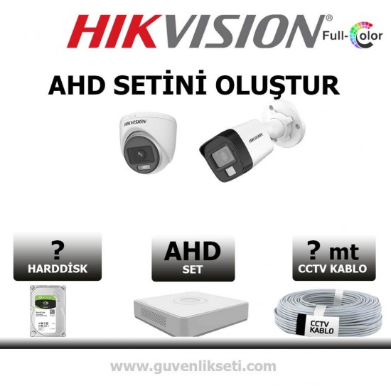 Hikvision 2MP AHD kamera seti kendi sistemini oluştur güvenlik paketi